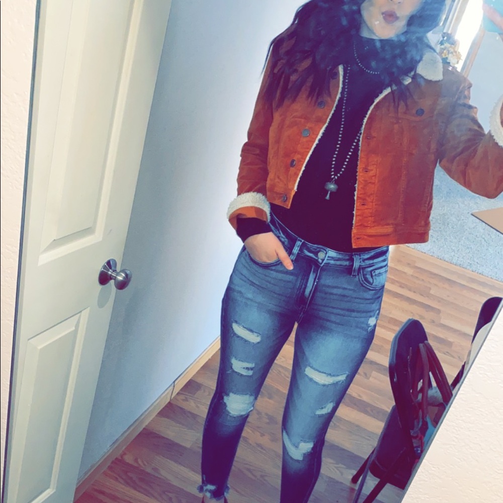 Sherpa Lined Corduroy Jacket - Cropped